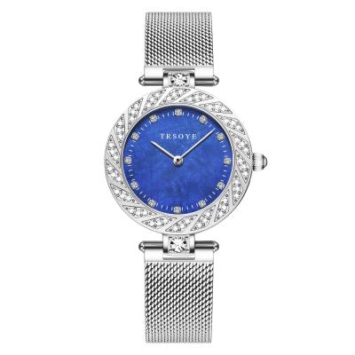 China Wristwatches reloj de mujer TRS8809 Ladies Diamond Watches 30M Waterproof Women Quartz Pearl Dial Fashion Creative Mother DIVER for sale