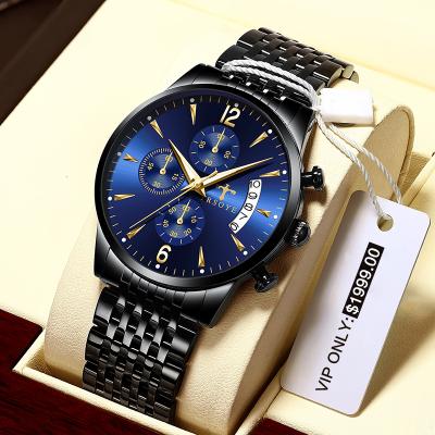 China Custom Color Mens Black Auto Date Mechanic Watch Ready To Ship Leather Wrist Band Watch Stopwatch For Men TRSOYE TRS618 for sale