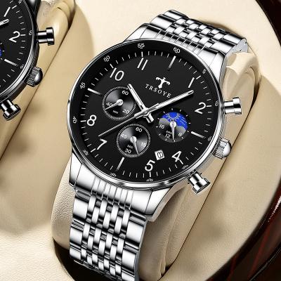 China Global Automatic Multifunctional Luxury Men's Wrist Watches Original Sources Date Quartz Waterproof Watches Block Tangan TRS668 for sale