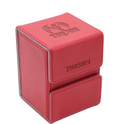 China High Quality Recycled Leather Materials PU Game Card Box Trading Card Storage Deck Box With Custom Logo for sale