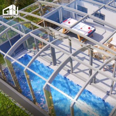 China Modern Pool Side Fences With Waterproof Roofing Prefabricated Retractable Swimming Pool Fence for sale