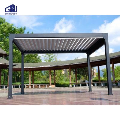 China Sunnyjoy Easily Assembled Motorized Retractable Bioclimatic Outdoor Pergola Canopy for sale