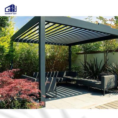 China Sunnyjoy Pergola Motorized Canopy Gazebos Louvre Pergola Easily Assembled Bioclimatic Aluminum for sale