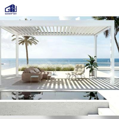 China Sunnyjoy Retractable Aluminum Gazebo Motorized Pergola Roof System Easily Assembled for sale