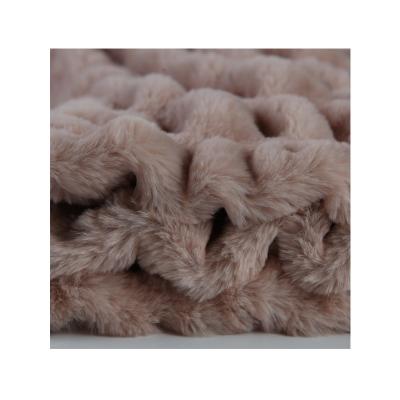 China Direct selling cheap polyester spandex rabbit fur plush printed 100% meat fabric for sale