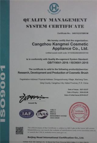 ISO9001 - Cangzhou Kangmei Cosmetic Appliance Co., Ltd.