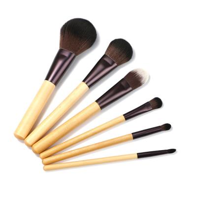 China Angular Blush Makeup Clean Brush Set Portable Black Brand 6 Handle Makeup Brush Set for sale