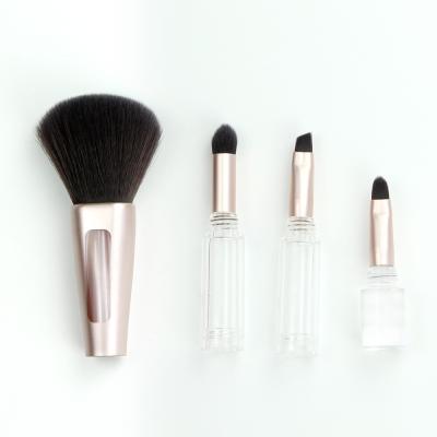 China Angular Blush Custom Logo Easy To Carry Mini 4 In 1 Travel Size Concealer Makeup Brush for sale