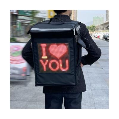 China Large Box Waterproof Full Color Screen Waterproof And Insulated Takeaway Backpack With LED Screen for sale