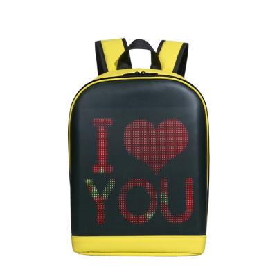 China With USB gold supplier 2022 trend travel dynamic mobile phone new wireless APP controlled mobile LED backpack advertising bag backpack for sale