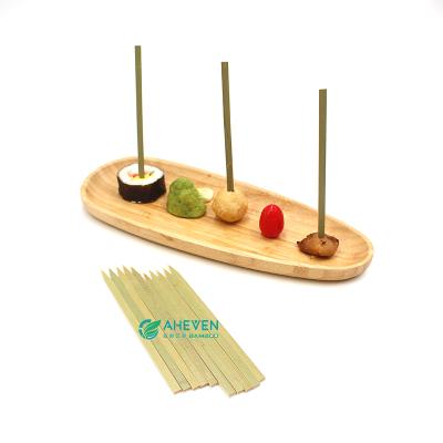 China Hot sale 100pcs bamboo kebab skewer safe flat skewers for sushi, fruit,food for sale