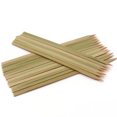 China Hot Selling Green Color Flat Bamboo Kebab Stick Skewers Flat Skewer for sale