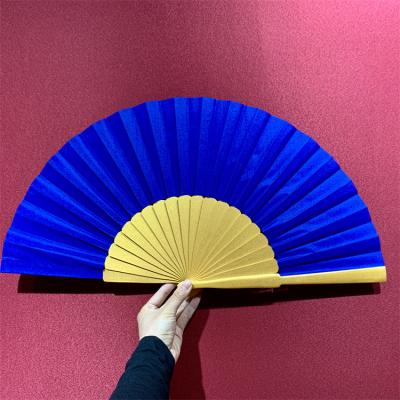 China Europe Flamenco Dance Props Bright Folded Spanish Fans Dance Fans Polyester Cloth Folding Wooden Wooden Hand Fan for sale