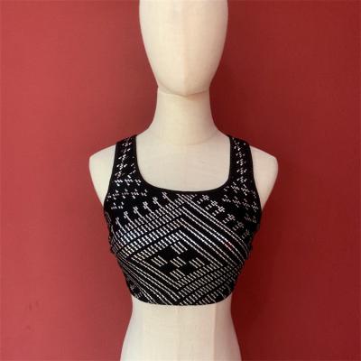 China Breathable Diamond Print Athleisure Women Workout Tank Top Ladies Sports Bra Female Gym Clothes Yoga Sport Wear for sale