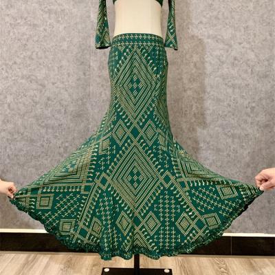 China Dresses Flamenco Skirt Bronzing Process Assuit Mermaid Skirts Tribal Fusion Costumes ATS Skirt Belly Dance for sale