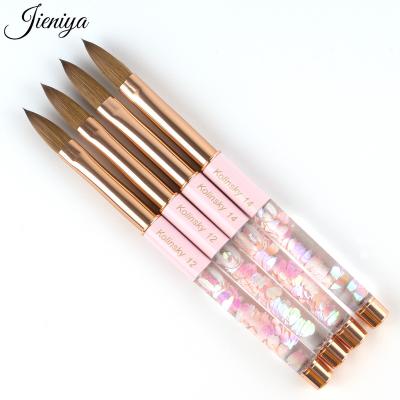 China NAIL Jieniya 2022 Hot Selling High Quality 100% Pink Custom Kolinsky Logo Nail Brush Nail Tools Nail Art Brush Acrylic Pen for sale