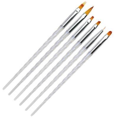 China Easy Apply 6 Pcs Nail Art Acrylic Brush Set Painting Pen Art Salon Brush Tools Nail Decoration Kit for sale