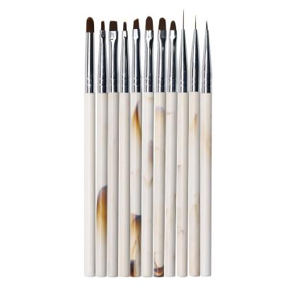 China Easy Apply Acrylic Nail Art Application Brushes Nylon Hair Ser With Resin Handle for sale