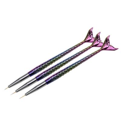 China Easy Apply 3 Pcs Nail Liner Brush Kit Painting Drawing Liner Brushes With Fish Handle for sale