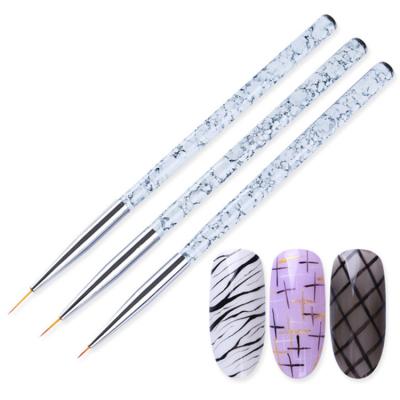 China Easy Apply 3PCS Nail Art Liner Brushes Set Painting Nylon Nail Art Design Brush Drawing Pens for sale