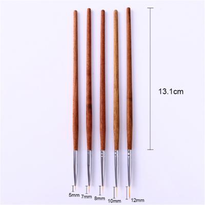 China 5pcs Professional Wood Handle Art Wood Handle Jieniya Nail Painting Nail Set Brush Nylon Liner Brush for sale