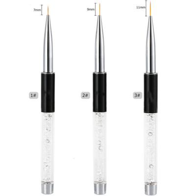 China NAIL Black Metal Handle Clear Faux Stone Fine Decoration Nail Art Liner Brush for sale