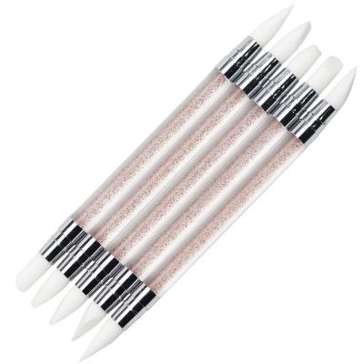 China Easy Apply Jieniya Glitter Silicon Nail Dottiong Pen BRUSH Gel Acrylic Head Brush for sale