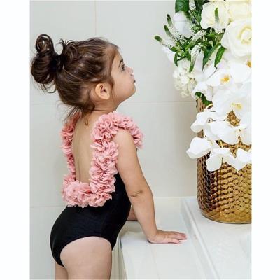 China Floral Little Girls Kids Summer Vacation Beach Wear Suit Swimsuit Swimwear Strap Baby One Piece Breathable Swimwear RM012 for sale