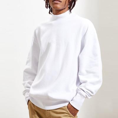 China HD468 Anti-Wrinkle Oversized Plain Long Sleeve Streetwear Fleece Pullover Mock Neck White Sweatshirt for sale