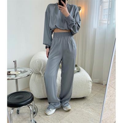 China QUICK DRY TT147 sports simple sun protection to drape short slim loose high waist round neck sweatshirt women's suit for sale