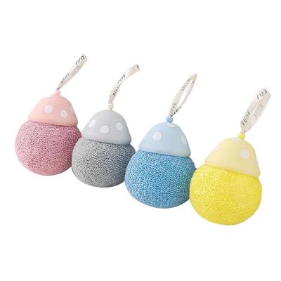 China EXFOLIATE new style BS018 large mushroom bath sponge lovely girl bubble super soft upscale ball for sale