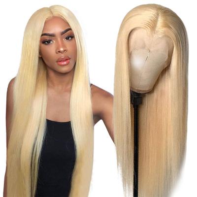 China Silky Straight Wave HL033 Wholesale 613 Brazilian Honey Blonde 13x4 Lace Front Human Hair Wigs Straight Pre Plucked Human Hair Wigs Wholesale for sale