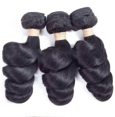 China Natural Color Soft Smooth Thick Shedding Loose Wave Barely Loose Wave Bundle Hair 100% Indian Virgin Hair for sale