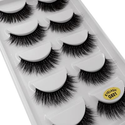 China Long FE006 100% Natural Handmade 3D Mink Volume False Eyelashes 3D Mink Group Lashes 5 Pairs for sale