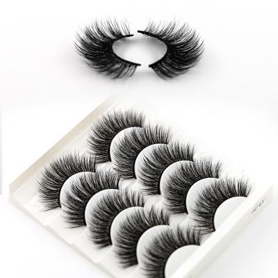 China FE007 3D 5 Pairs Long Natural False Eyelashes Synthetic Wholesale Volume Eye Lashes Manufacturer for sale