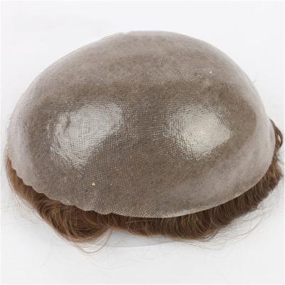 China 100% Virgin Human Hair Wig HM005 Human Indian Men's PU Hairpiece Replacement Hair Pieces Prosthetic Hair Unit Replacement Hair Pieces Wig For Men for sale