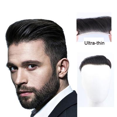 China SY028 Mens Hairline Silky Straight 100% Hairpiece For Men Remy Hair With PU Skin Base Natural Hair for sale