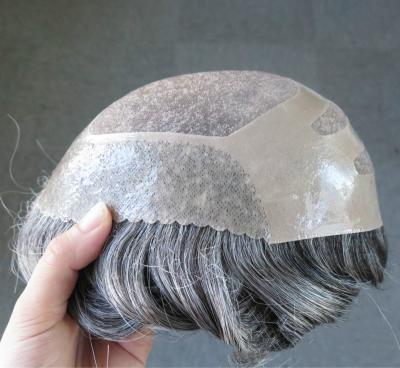 China 100% Virgin Hair Wig HM038 Men's Human Hair Indian Hair Toupee French Lace Toupee With PU Around Hair Toupee For Men for sale