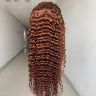 China Wholesale HL540 Virgin Remy Brazilian Orange Deep Wave 13x4 Deep Wave HD Lace Front Wig Human Hair Wigs Headwear For Women for sale