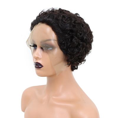 China Natural Color Bob Human Hair Hd Curl HL694 Lace Front Wig Pixie Cut Short Curly Hair Wig Lace Part t for sale