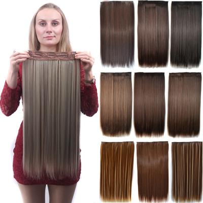 China Synthetic Hair U-tip Hair Extension One Piece Straight Fiber Heat Resistant One Piece Synthetic Clip Hair for sale