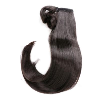 China Natural Straight Dark Brown Ponytail Ponytail Wig High Temperature Silk Synthetic Hair Wig V-tip for sale