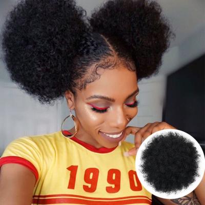 China Afro Fiber SC01 Afro Puff Curly Hair Drawstring Ponytail Hair Bun Extension Synthetic High Temperature Blow Curly Hair Bun Wig for sale