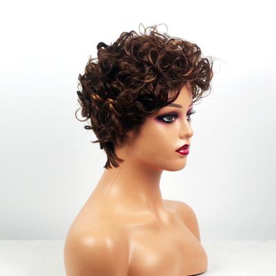 China High Temperature Fiber Hair Wigs SL137 Curly Hair Lace Front Wigs Synthetic Multicolor Short Headwear Wholesale Short Curly Wigs for sale