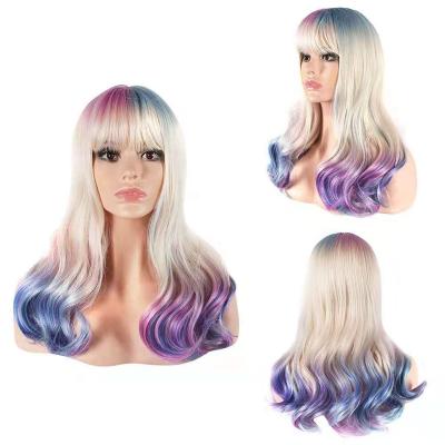 China High temperature fiber wigs long hair SL148 anime wigs long curly hair gradient style headwear cosplay synthetic curly wigs wholesale for sale