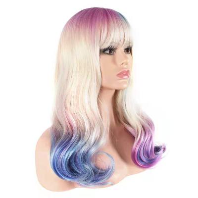 China High temperature fiber wigs long hair SL149 anime wigs long curly hair gradient style headwear cosplay synthetic curly wigs wholesale for sale