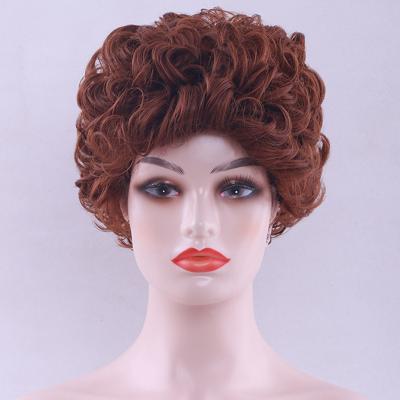 China Afro Wave SL454 Synthetic Hair Extensions Curly Hair Wig Headwear Short Slightly Curly Hair Heat Resistant Wig for sale