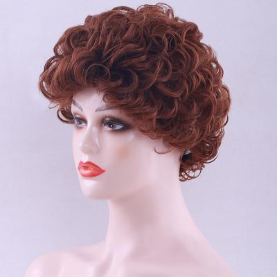 China Afro Wave SL455 Synthetic Hair Extensions Curly Hair Wig Headwear Short Slightly Curly Hair Heat Resistant Wig for sale