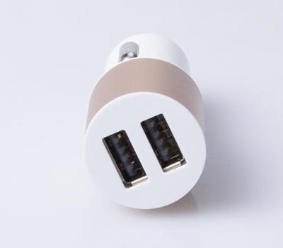 China White gold Dual Port 2.1A USB Car Charger Adapter for sale