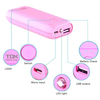 China 5200 power bank with led light, pink power bank for promotional gifts for sale